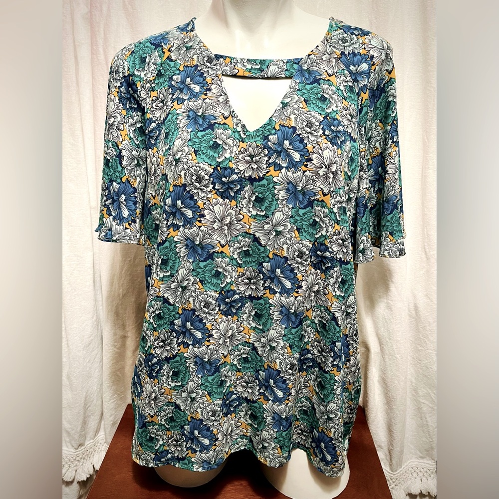 Banana Republic blue & green floral top